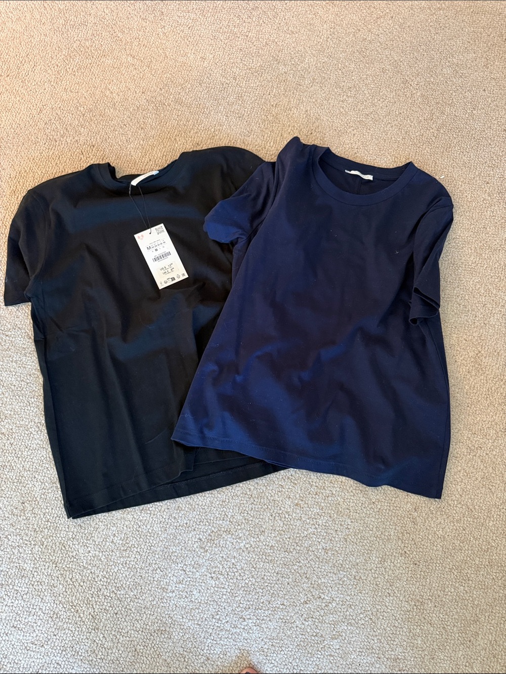 Zara Short Sleeve Crew Neck Tee - Black & Navy